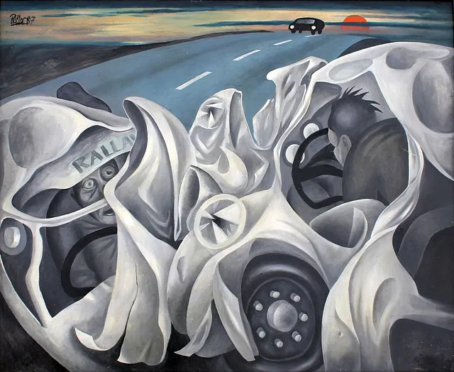 Klaus Rößler (1939 Dresden – 2018 Heringsdorf) Crash, Öl, 1987, 90x109,5 cm