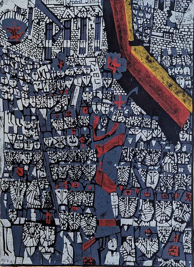 Horst Janssen - Revolution 65 x 47,5 cm, Farbholzschnitt 1961