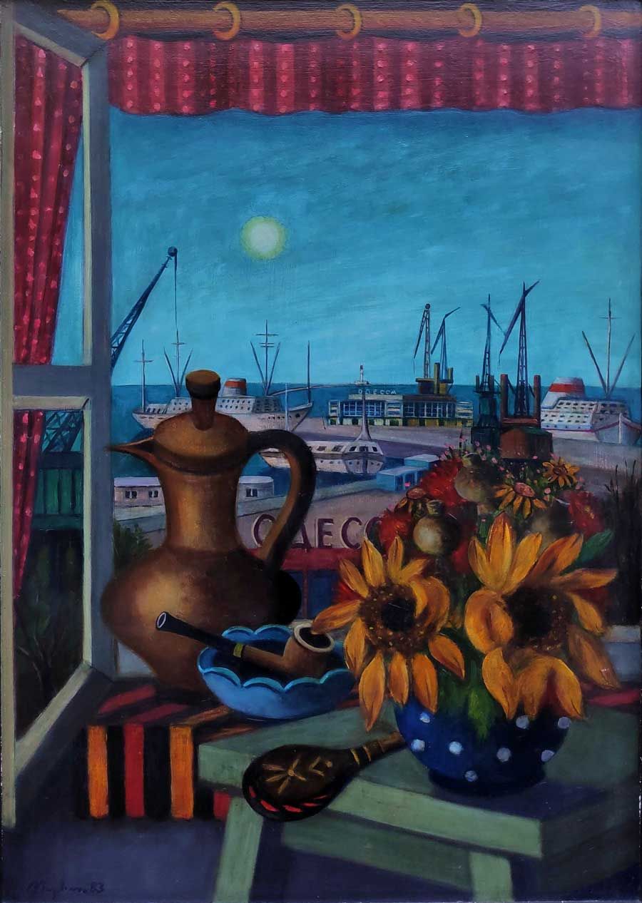 Stephan, Oskar Erich "Odessaer Stilleben", Öl auf Hartfaser, unten links signiert und datiert, 1982/86, 70x90 cm