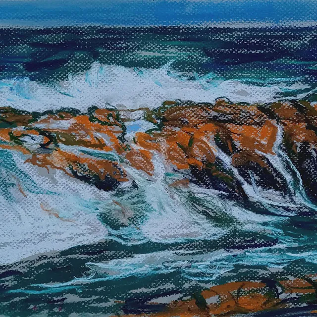 Olsen, Ellena „Gischt“, Pastell auf grauem Karton, 2023, 25X28,3 cm
