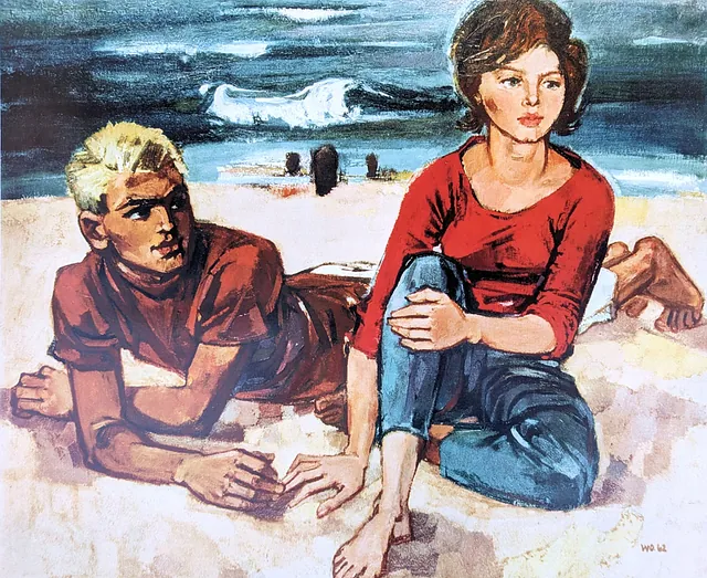 Womacka, Walter - Am Strand, Druck nach dem Ölbild von 1962, 40x48 cm