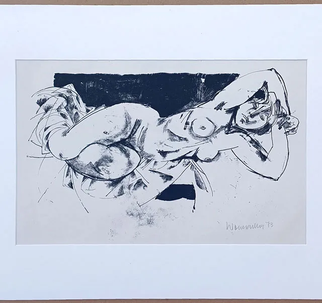 Womacka, Walter „Liegender Akt“, Lithografie, 1973, 35x55 cm (St.) auf 50x70 cm (Bl.)