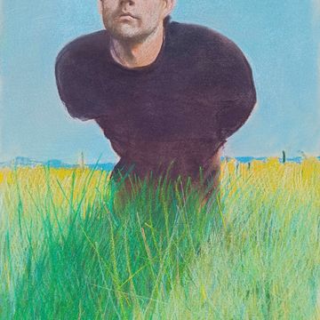 Grützke, Johannes „Selbst (im Feld)“, Pastell auf Tonpapier, 1977, 62,8x48 cm