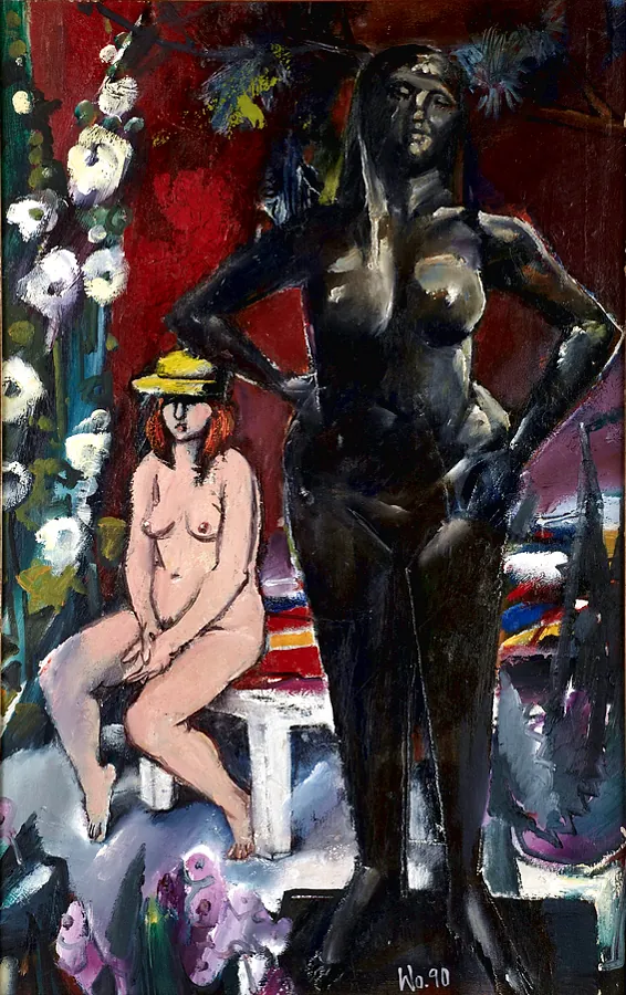 Walter Womacka - Der gelbe Hut, Öl 1990