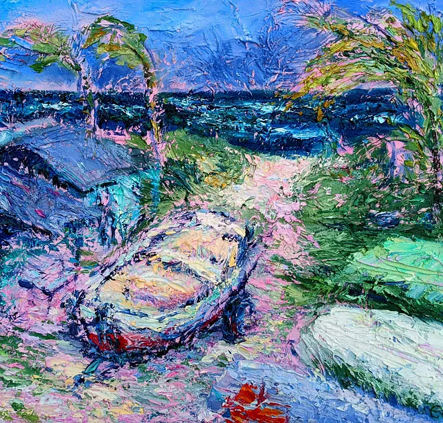 Olsen, Ellena „Kleiner Hafen im Sturm“, Öl auf Leinwand, 2023, 65x50,5 cm