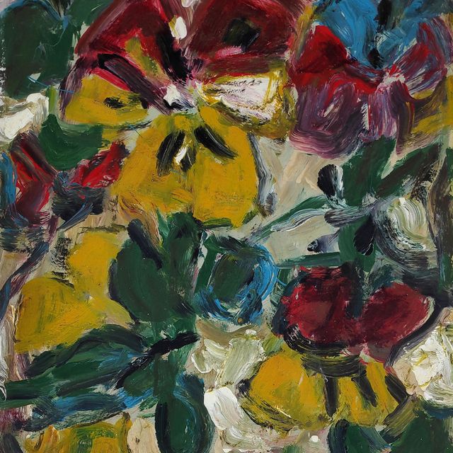 Schmiterlöw, Bertram von - Blumen IX (Stiefmütterchen), Öl auf Hartfaser, um 1960, Maße 39,5x35 cm