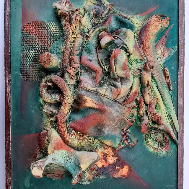 Holz, Dieter „Der Handschuh“, Materialcollage, um 1980, 36x30,5 cm