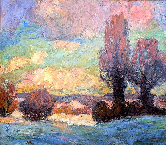 Otto Niemeyer-Holstein (1896 Kiel - 1984 Lüttenort) Usedomer Landschaft, Öl auf Pappe 1930, 38,3x43 cm