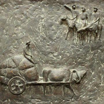 Jastram, Jo „Begegnung in der Steppe“, Bronzerelief, 1966, 68,5x74 cm