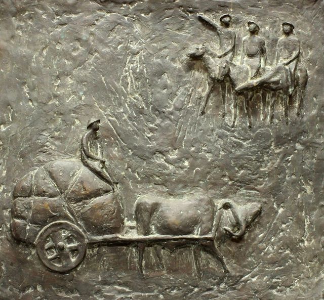 Jastram, Jo „Begegnung in der Steppe“, Bronzerelief, 1966, 68,5x74 cm