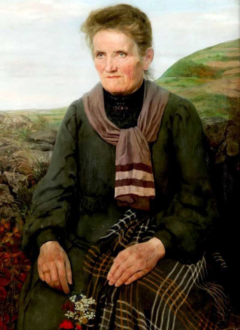 Wimmer, Gustav "Bildnis der Mutter vor hügeliger Landschaft", Öl auf Leinwand, 1910-15, 98x68 cm, WVZ-Nr. 27