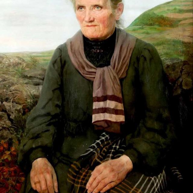 Wimmer, Gustav "Bildnis der Mutter vor hügeliger Landschaft", Öl auf Leinwand, 1910-15, 98x68 cm, WVZ-Nr. 27